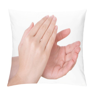 Personality  Hands Applauding Isolated On A White Background Pillow Covers