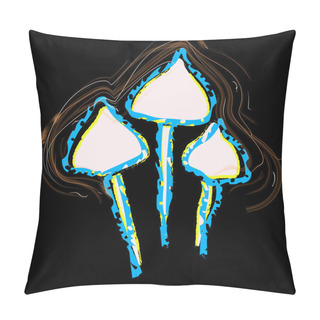 Personality  Vector Image Of Magic Mushrooms In Abstract Art Style, Done In A Slightly Psychedelic Manner Pillow Covers