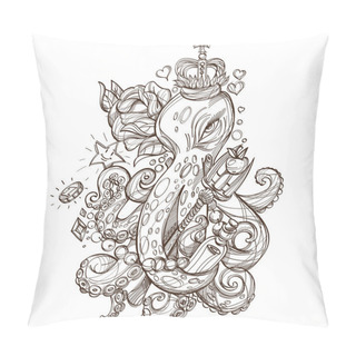 Personality  Octopus In Crown With Rose Pillow Covers