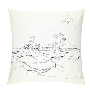 Personality  Mirage In The Desert. Vector Drawing Pillow Covers