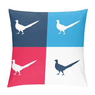 Personality  Bird Peasant Animal Shape Blue And Red Four Color Minimal Icon Set Pillow Covers