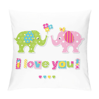Personality  I Love You Elephants Greeting Card Pillow Covers