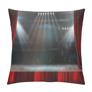 Personality  Theater Stage With Red Curtains And Spotlights. Pillow Covers