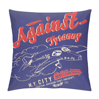 Personality  Vintage Emblem With Plane Pillow Covers