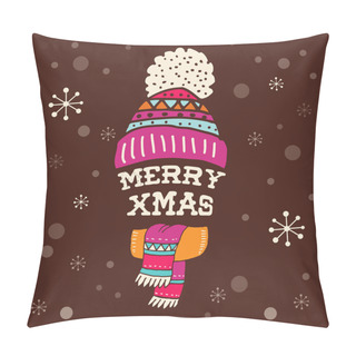 Personality Merry Christmas - Warm Knitted Hat With Lettering Pillow Covers