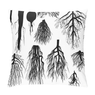 Personality  Set Of Black Roots Isolated On White Pillow Covers