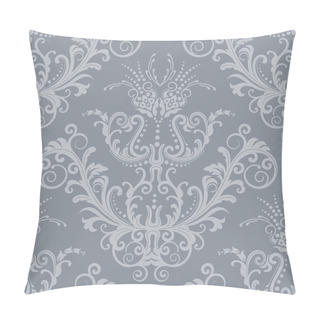 Personality  Luxury Silver Floral Vintage Wallpaper. This Image Is A Vector Illustration. Pillow Covers