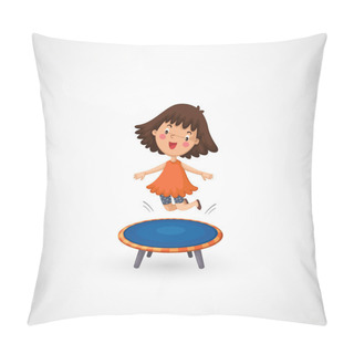 Personality  Girl Jumping On A Trampoline Pillow Covers