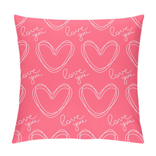 Personality  Circled The Contour Hearts. Romantic Seamless Vector Pattern For Valentine's Day Or Wedding. Abstract Texture Can Be Used For Greeting Cards, Wedding Invitations Or Party Valentine's Day. Pillow Covers
