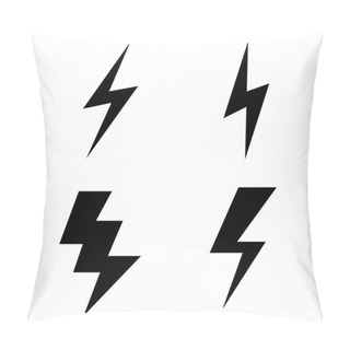 Personality  Vector Set Of Black Thunder Lighting Icons Pillow Covers