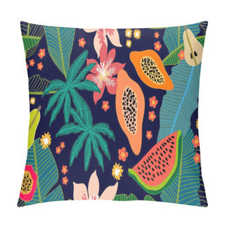 Personality  Wide Floral Pattern With Tropical Fruits And Leaves. Pillow Covers