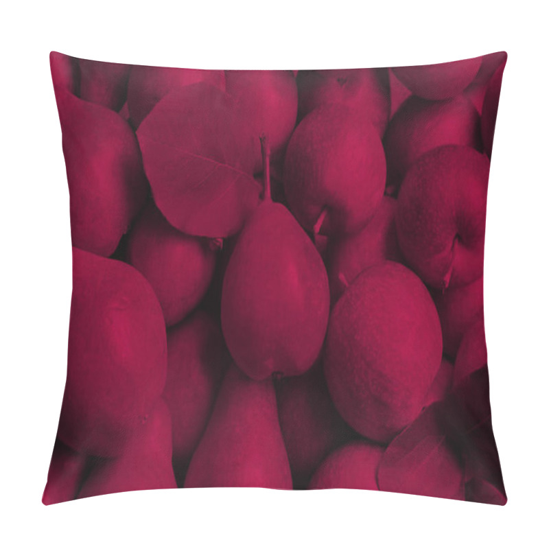 Personality  Ripe viva magenta pears and apples, closeup pillow covers