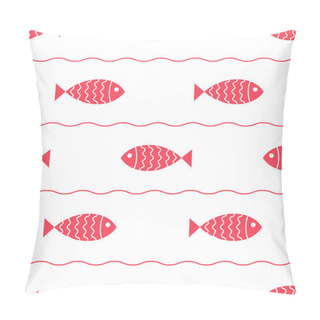 Personality  Seamless Nautical Pattern With Fish. Pillow Covers