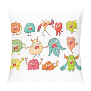 Personality  Cute Monsters. Cartoon Aliens From Space For Kindergarten Children Pillow Covers