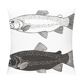 Personality  Fish Fly Black Illustration Wildlife Trout Fishing Pillow Covers