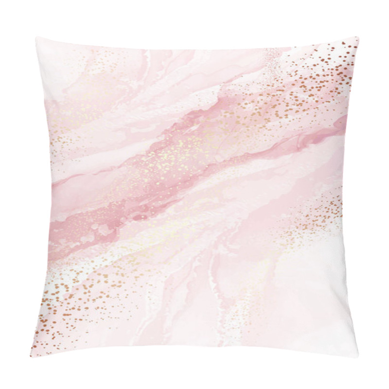 Personality  Luxury blush pink abstract fluid art painting, alcohol ink technique, mix rose paints. Imitation of marble stone cut surface, glowing golden veins. Tender soft dreamy design in vector pillow covers