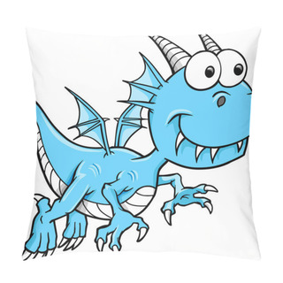 Personality  Goofy Silly Blue Dragon Vector Animal Illustration Art Pillow Covers