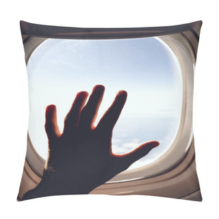 Personality  Partial View Of Man In Airplane And Blue Cloudy Sky  Pillow Covers