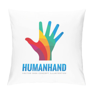 Personality  Human Hand - Vector Logo Template Concept Illustration. Abstract Creative Sign. Design Colored Element. Pillow Covers