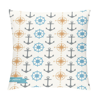 Personality  Seamless Background With Maritime Symbols Pillow Covers