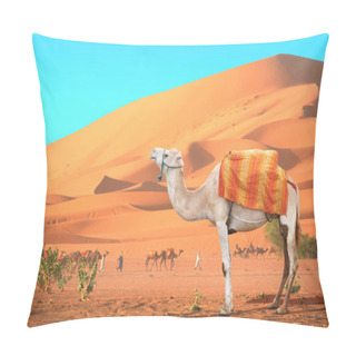 Personality  Caravan Of Camels In Sahara Desert, Morocco Pillow Covers