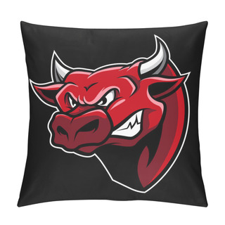 Personality  Angry Bull Head Mascot Illustration Vector In Cartoon Style Pillow Covers