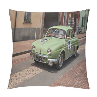 Personality  Vintage Renault Dauphine (1956) In Historical Classic Car Race Mille Miglia, On May 19, 2017 In Gatteo, FC, Italy Pillow Covers