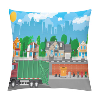 Personality  Urban Cityscape With Garbage Car Pillow Covers