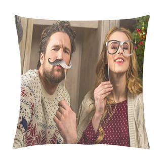 Personality  Couple Having Fun With Party Sticks Pillow Covers