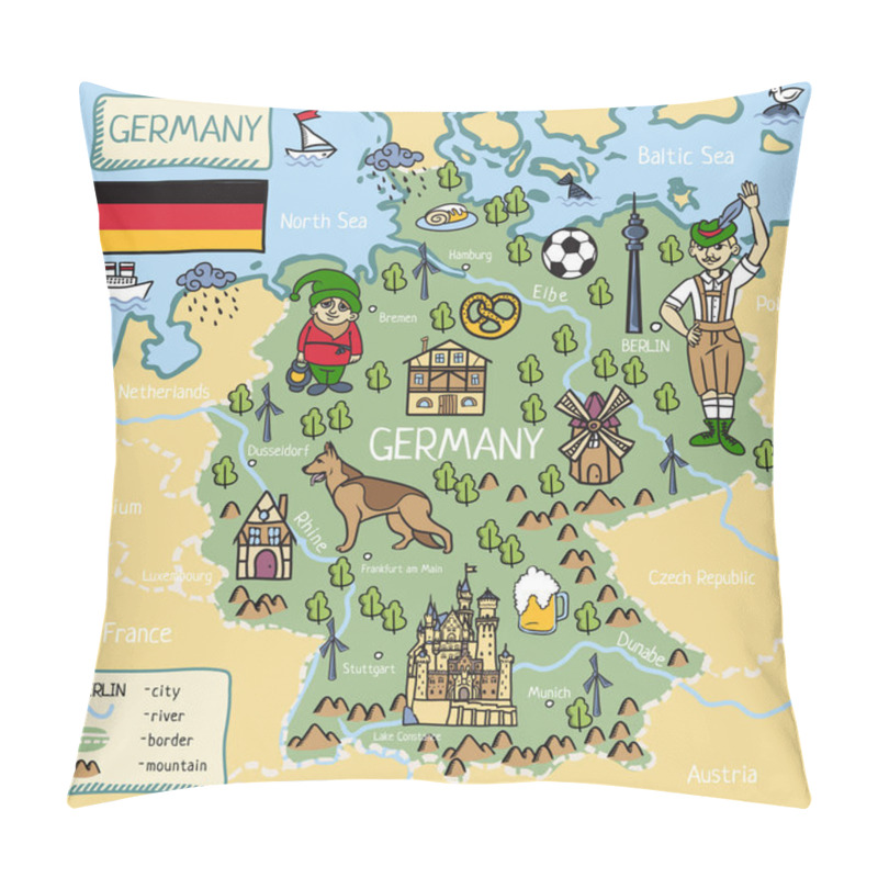 Personality  Cartoon map of Germany pillow covers