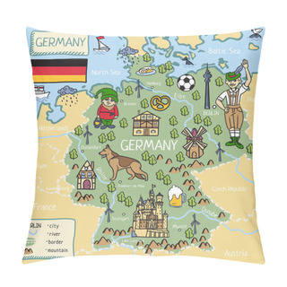 Personality  Cartoon Map Of Germany Pillow Covers