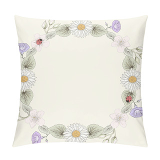 Personality  Floral Frame Vintage Engraving Style Pillow Covers