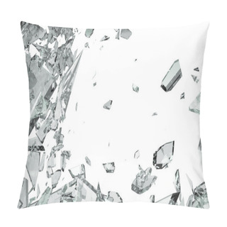 Personality  Pieces Of Shattered Glass Isolated On White Pillow Covers