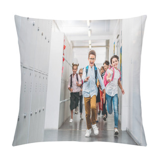 Personality  Pupils Running Through School Corridor Pillow Covers