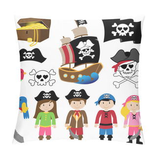 Personality  EPS10 Vector Illustration Of Pirates Pillow Covers