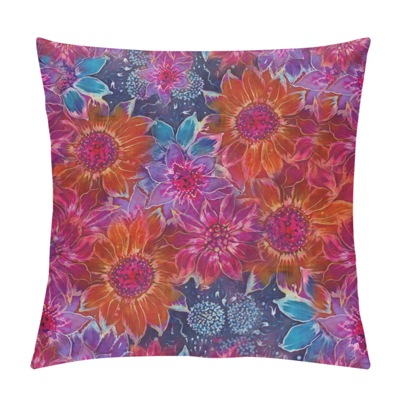 Personality  Flowers. Seamless pattern. Decorative composition - flower motifs. Batik. Wallpaper. Use printed materials, signs, posters, postcards, packaging.  pillow covers