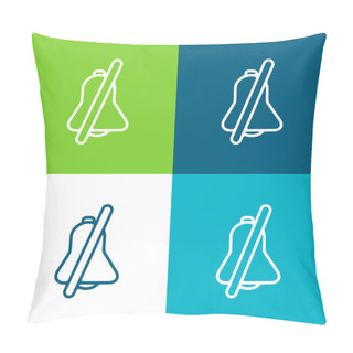 Personality  Bell With A Slash Flat Four Color Minimal Icon Set Pillow Covers