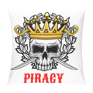 Personality  Skull With Crown And Sabres For Piracy Design Pillow Covers