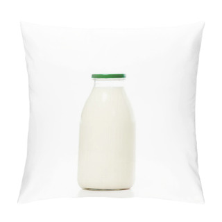 Personality  Close-up View Of Bottle With Fresh Organic Milk Isolated On White Pillow Covers