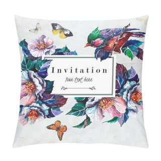 Personality  Botanical Invitation Card In Vintage Style Pillow Covers