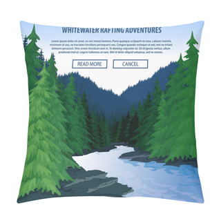 Personality  Vector Whitewater Rafting Background Theme.  Pillow Covers