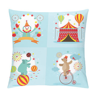 Personality  Circus Tent, Clown, Elephant, Bear Show Pillow Covers