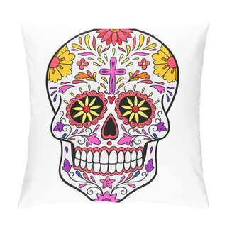 Personality  Sugar Skull Calavera. Colorful Mexican Sugar Skull Pillow Covers