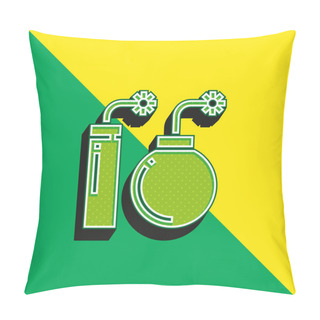 Personality  Blast Green And Yellow Modern 3d Vector Icon Logo Pillow Covers