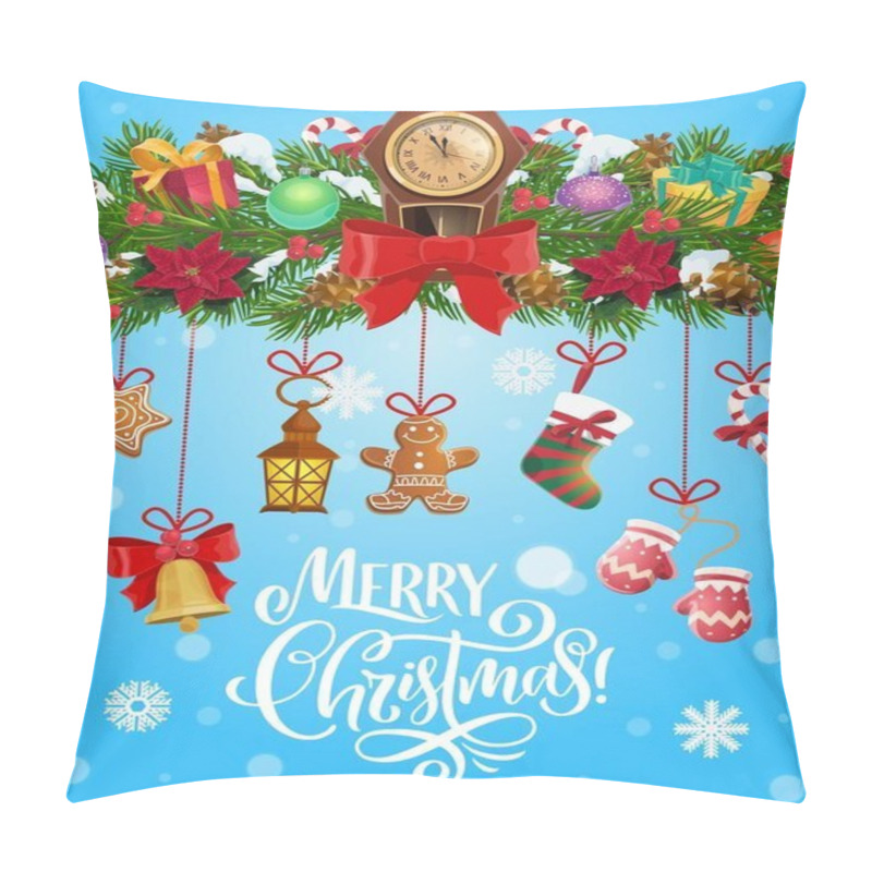 Personality  Christmas Tree Garland With Gifts And Clock Pillow Covers