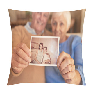 Personality  Senior Couple Holding Photo  Pillow Covers
