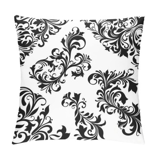 Personality  Elegant Baroque Floral Vector Concept. Plentiful Ornamental Curls. Floral Corner For Damask Pattern. Pillow Covers