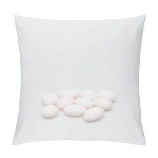 Personality  Raw And Organic Eggs On White Background  Pillow Covers