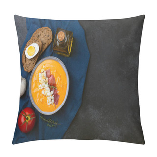 Personality  Salmorejo Cordobes Typical Spanish Tomato Soup Similar To The Gazpacho, Topped With Jamon Serrano And Eggs Pillow Covers