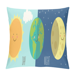 Personality  Sun, Earth And Moon Character Set Pillow Covers
